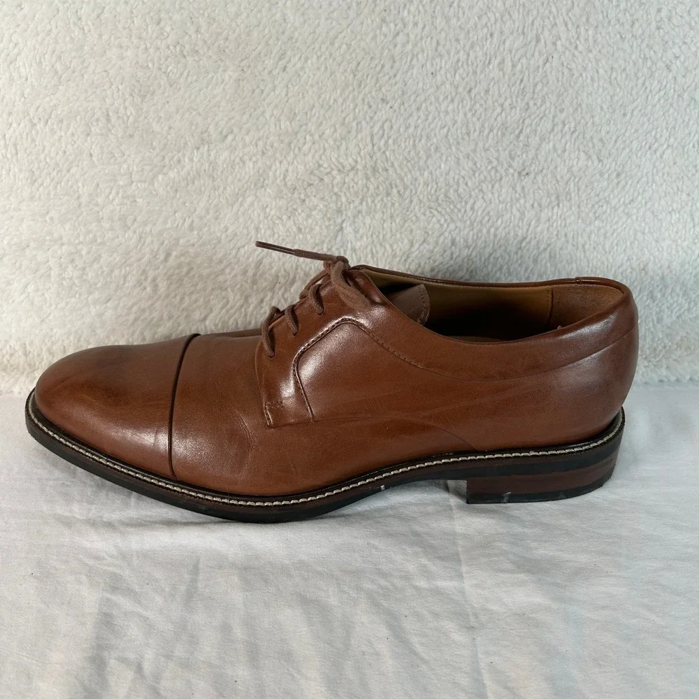 Cole Haan Mens C20153 Brown Leather Cap Toe Derby Dress Shoes Size 8 M
